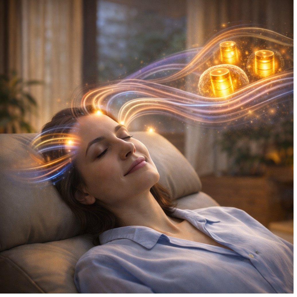 Persona en relajación con energías de bienestar